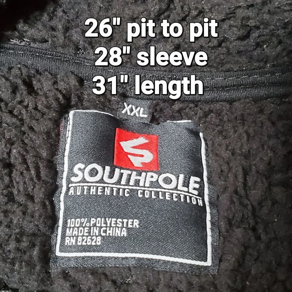 SouthPole Jacket XXL Gray Full Zip Fleece Lined‎ Hooded Chore Coat Y2K Retro
